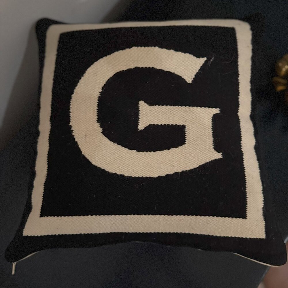Jonathan Adler Black | Natural Letter "G" Pillow